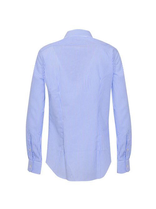 Camicia bacchettata in cotone Bianco/azzurro Xacus | 21213 521ML004